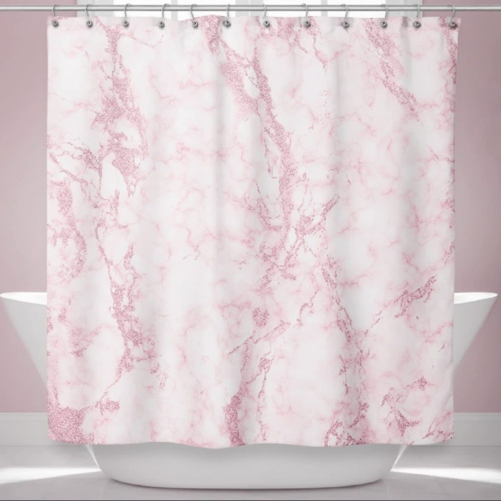 Marble Shower Curtain For Bathroom, 72" W X 72" L Abstract Watercolor Stone Pink